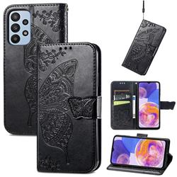 Embossing Mandala Flower Butterfly Leather Wallet Case for Samsung Galaxy A23 - Black