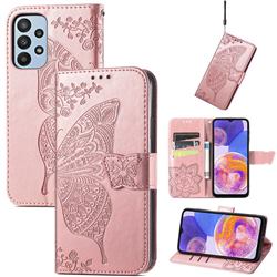 Embossing Mandala Flower Butterfly Leather Wallet Case for Samsung Galaxy A23 - Rose Gold