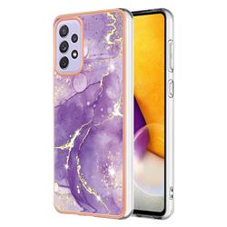 Fashion Purple Electroplated Gold Frame 2.0 Thickness Plating Marble IMD Soft Back Cover for Samsung Galaxy A23
