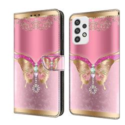 Pink Diamond Butterfly Crystal PU Leather Protective Wallet Case Cover for Samsung Galaxy A23