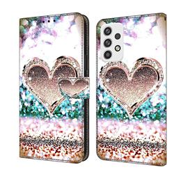 Pink Diamond Heart Crystal PU Leather Protective Wallet Case Cover for Samsung Galaxy A23