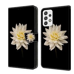 White Flower Crystal PU Leather Protective Wallet Case Cover for Samsung Galaxy A23