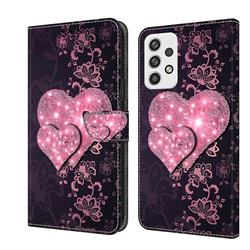 Lace Heart Crystal PU Leather Protective Wallet Case Cover for Samsung Galaxy A23