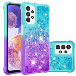 Rainbow Gradient Liquid Glitter Quicksand Sequins Phone Case for Samsung Galaxy A23 - Blue Purple