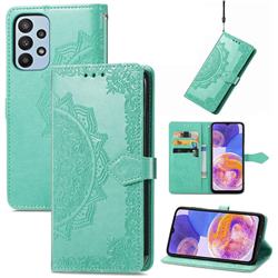 Embossing Imprint Mandala Flower Leather Wallet Case for Samsung Galaxy A23 - Green