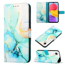 Green Illusion Marble Leather Wallet Protective Case for Samsung Galaxy A23E