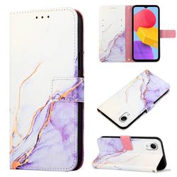 Purple White Marble Leather Wallet Protective Case for Samsung Galaxy A23E