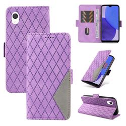 Grid Pattern Splicing Protective Wallet Case Cover for Samsung Galaxy A23E - Purple
