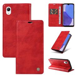 YIKATU Litchi Card Magnetic Automatic Suction Leather Flip Cover for Samsung Galaxy A23E - Bright Red