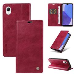 YIKATU Litchi Card Magnetic Automatic Suction Leather Flip Cover for Samsung Galaxy A23E - Wine Red