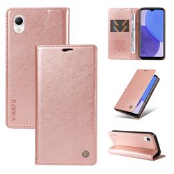 YIKATU Litchi Card Magnetic Automatic Suction Leather Flip Cover for Samsung Galaxy A23E - Rose Gold