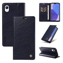 YIKATU Litchi Card Magnetic Automatic Suction Leather Flip Cover for Samsung Galaxy A23E - Navy Blue