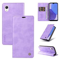 YIKATU Litchi Card Magnetic Automatic Suction Leather Flip Cover for Samsung Galaxy A23E - Purple