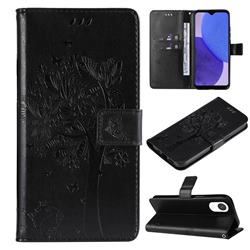 Embossing Butterfly Tree Leather Wallet Case for Samsung Galaxy A23E - Black