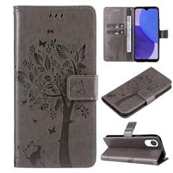 Embossing Butterfly Tree Leather Wallet Case for Samsung Galaxy A23E - Grey