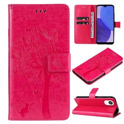 Embossing Butterfly Tree Leather Wallet Case for Samsung Galaxy A23E - Rose