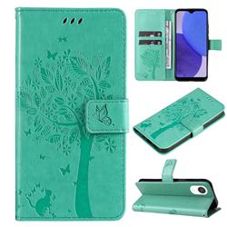 Embossing Butterfly Tree Leather Wallet Case for Samsung Galaxy A23E - Cyan