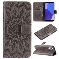 Embossing Sunflower Leather Wallet Case for Samsung Galaxy A23E - Gray