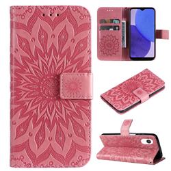 Embossing Sunflower Leather Wallet Case for Samsung Galaxy A23E - Pink
