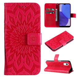 Embossing Sunflower Leather Wallet Case for Samsung Galaxy A23E - Red