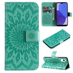Embossing Sunflower Leather Wallet Case for Samsung Galaxy A23E - Green
