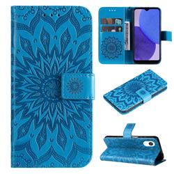 Embossing Sunflower Leather Wallet Case for Samsung Galaxy A23E - Blue