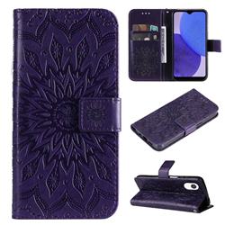 Embossing Sunflower Leather Wallet Case for Samsung Galaxy A23E - Purple