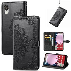 Embossing Imprint Mandala Flower Leather Wallet Case for Samsung Galaxy A23 5G Japan SC-56C - Black