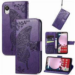 Embossing Mandala Flower Butterfly Leather Wallet Case for Docomo Galaxy A23 5G SC-56C SCG18 - Dark Purple