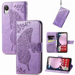 Embossing Mandala Flower Butterfly Leather Wallet Case for Docomo Galaxy A23 5G SC-56C SCG18 - Light Purple