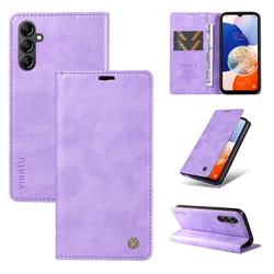 YIKATU Litchi Card Magnetic Automatic Suction Leather Flip Cover for Samsung Galaxy A24 4G - Purple