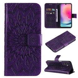 Embossing Sunflower Leather Wallet Case for Samsung Galaxy A25 5G - Purple