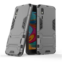 Armor Premium Tactical Grip Kickstand Shockproof Dual Layer Rugged Hard Cover for Samsung Galaxy A2 Core - Gray