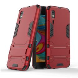 Armor Premium Tactical Grip Kickstand Shockproof Dual Layer Rugged Hard Cover for Samsung Galaxy A2 Core - Wine Red