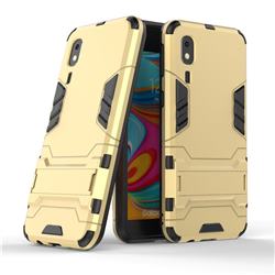 Armor Premium Tactical Grip Kickstand Shockproof Dual Layer Rugged Hard Cover for Samsung Galaxy A2 Core - Golden
