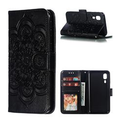 Intricate Embossing Datura Solar Leather Wallet Case for Samsung Galaxy A2 Core - Black