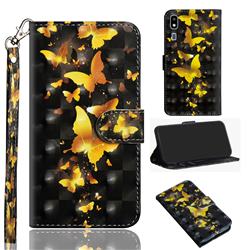 Golden Butterfly 3D Painted Leather Wallet Case for Samsung Galaxy A2 Core