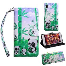 Eating Bamboo Pandas 3D Painted Leather Wallet Case for Samsung Galaxy A2 Core