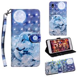 Moon Wolf 3D Painted Leather Wallet Case for Samsung Galaxy A2 Core