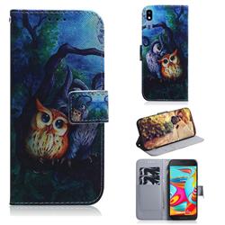 Oil Painting Owl PU Leather Wallet Case for Samsung Galaxy A2 Core
