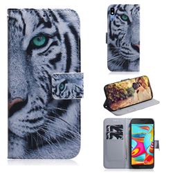 White Tiger PU Leather Wallet Case for Samsung Galaxy A2 Core