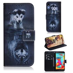 Wolf and Dog PU Leather Wallet Case for Samsung Galaxy A2 Core