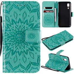 Embossing Sunflower Leather Wallet Case for Samsung Galaxy A2 Core - Green