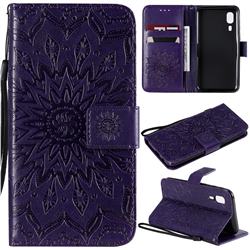 Embossing Sunflower Leather Wallet Case for Samsung Galaxy A2 Core - Purple