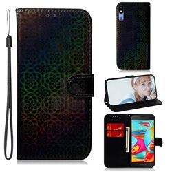 Laser Circle Shining Leather Wallet Phone Case for Samsung Galaxy A2 Core - Black