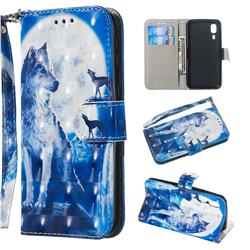 Ice Wolf 3D Painted Leather Wallet Phone Case for Samsung Galaxy A2 Core
