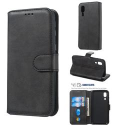 Retro Calf Matte Leather Wallet Phone Case for Samsung Galaxy A2 Core - Black