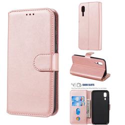 Retro Calf Matte Leather Wallet Phone Case for Samsung Galaxy A2 Core - Pink