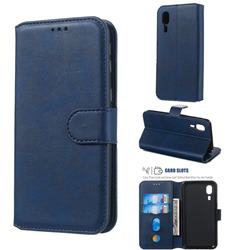 Retro Calf Matte Leather Wallet Phone Case for Samsung Galaxy A2 Core - Blue