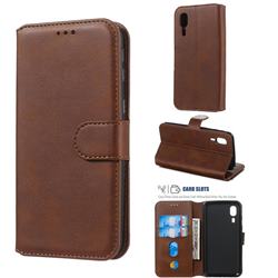 Retro Calf Matte Leather Wallet Phone Case for Samsung Galaxy A2 Core - Brown